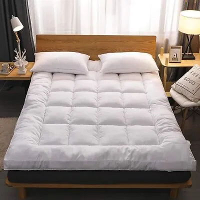 10 Cm Deep MATTRESS TOPPER Heavy Box Stitched Thick Hotel Quality Microfiber UK • £27.88