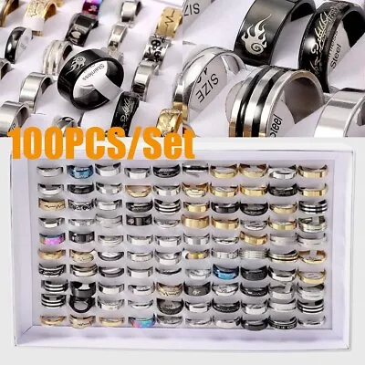 100pcs MIX LOT Stainless Steel Rings Wholesale Men Women Fashion Jewelry Lot • $19.99
