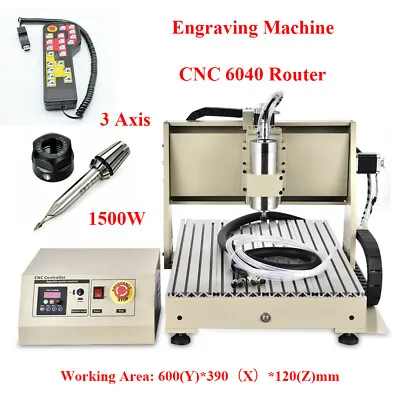 New 1500W 3 Axis 6040 CNC Router Milling Machine 3D Desktop Engraver + Handwheel • $1044.05