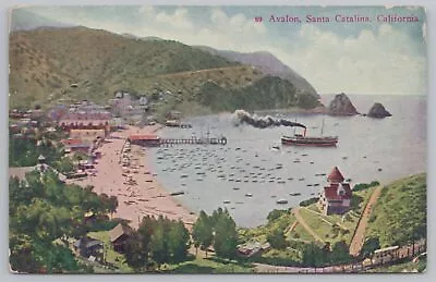 $2.80 • Buy Santa Catalina Island California~Avalon Bay~Steam Ship~Boats~Vintage Postcard
