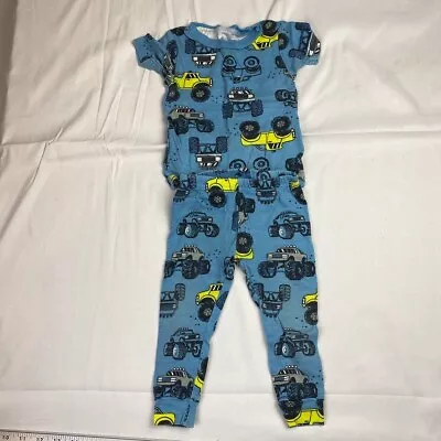 Carter's Just One You Boys Size 12 Month Blue Monster Truck Pajama Set • $10.38