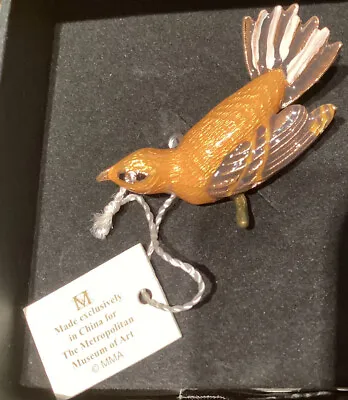 The Met Audubon Bird Brooch Crystal Jeweled Yellow Enamel Costume Jewelry Rare • $58