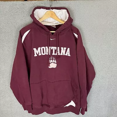 Nike Montana Grizzlies Hoodie Mens L Maroon Sweatshirt Center Swoosh Pullover • $24.99