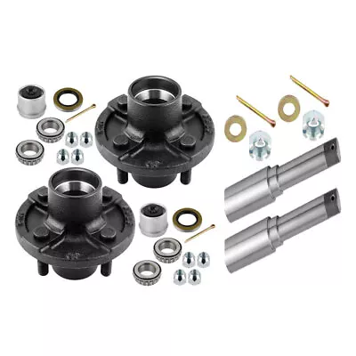 Trailer Axle Kits 4 On 4  Bolt Idler Hub 1  Round BT8 Spindle Extra Dust Caps • $81.48