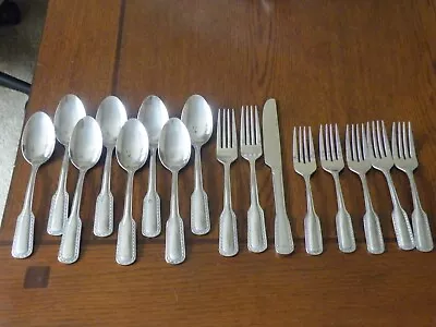 16 Piece LOT Martha Stewart SILVER STITCH Stainless MSE   FREE SHIP • $26.79