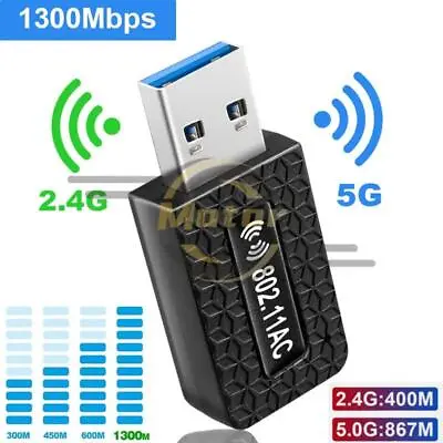 USB3.0 Wireless WIFI Adapter 1300Mbps Long Range Dongle Dual Band 5G/2.4GNetwork • $10.99