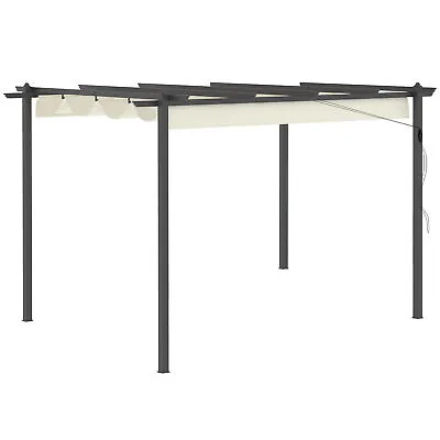 Outsunny 4 X 3(m) Aluminium Pergola Gazebo Garden Shelter W/ Retractable Roof • £296.99