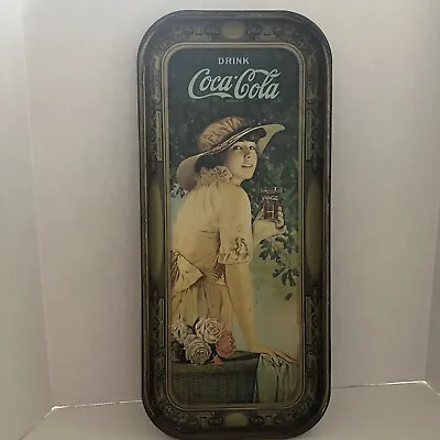 VINTAGE  METAL DRINK COCA COLA Vintage Elaine Tray 19.25 X8.5  • $19.99