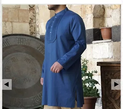 Shukr Mens Pleated Kurta Modest Islamic Shirt  Bnwt Rrp £60 - Large - Collarless • £19.99