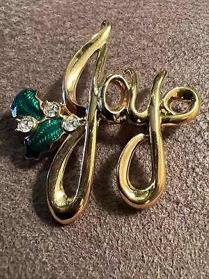 Vintage Monet Signed Christmas Joy Brooch Pin • $22