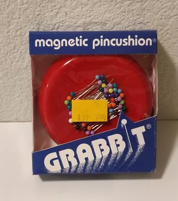 GRABBIT Red Magnetic Pincushion With 50 Pins New NIB • $14