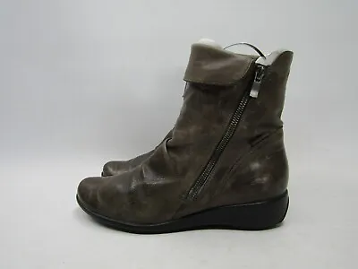 Mephisto Womens Size 7.5 M Brown Leather Zip Slouch Ankle Fashion Boots Bootie • $55.09