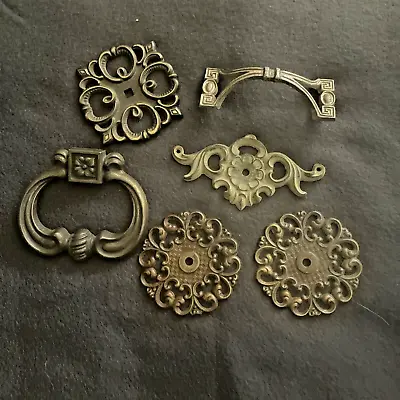 6 Vintage Antique Victorian Brass Drawer Pulls + Furniture Adornments • $6