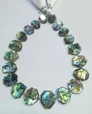 Natural Abalone Shell Faceted Beads Step Cut Gemstone Jwelry Size 10-18mm 8 Inch • £39.50