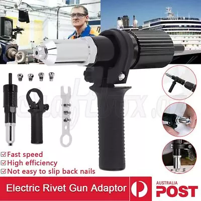 $15.19 • Buy Electric Rivet Cordless Pop Gun Adaptor Drill Nut Riveting Riveter Insert Tools