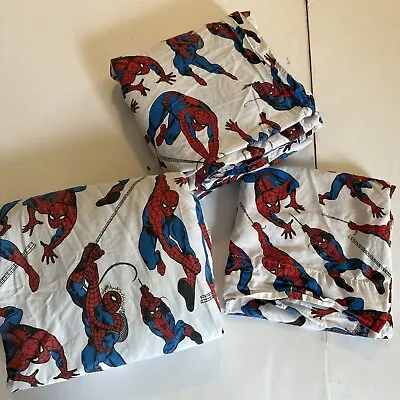 3 Pc Pottery Barn Marvel Spider-Man Full Flat Fitted  Sheet & 1 Pillowc Preowned • $45