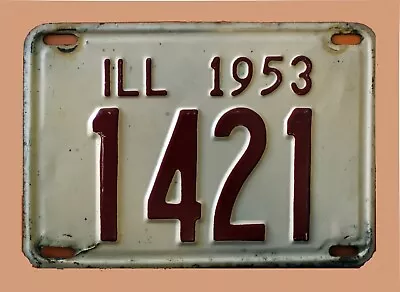 1953 Illinois Auto Low Number Shortie License Plate   1421   Ill  Original Cond • $49.99