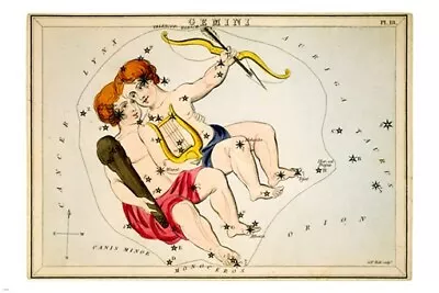 FROM URANIA'S MIRROR - Gemini ASTRONOMY 1825 POSTER 20x30 STARS Vintage • $9.99