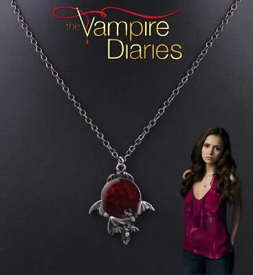 “The Vampire Diaries” Ruby Enamel Flying Bat Pagan Gothic Pendant & Chain • $10.04