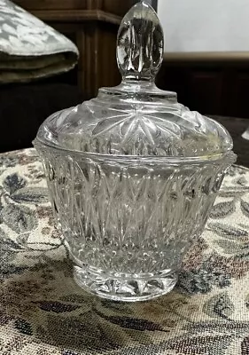 Vintage Cut Clear Glass Sugar Bowl/Trinket Dish With Lid 5  • $19.99