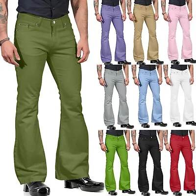 Men's Stretch Bell Bottoms Relaxed Fit Comfort Flared Leg Pocket Suit Trousers • $25.49