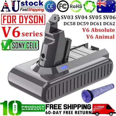 For Dyson V6 Battery V6 Absolute Animal SV03 SV04 SV05 SV06 SV09 DC61 / Filter • $29.99