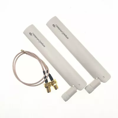 2x 5dBi 2.4GHz 5GHz Dual Band WiFi RP-SMA Antenna + 2x 20cm U.fl IPEX Cable • $6.99