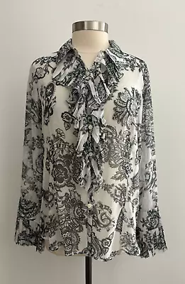 Cabi Carol Anderson Floral Print Ruffled Center Blouse Sz XL New NWT • $38