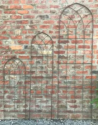 Garden Trellis Metal Plant Support Rust Effect Climbing Trellises Frame Gothic • £19.98