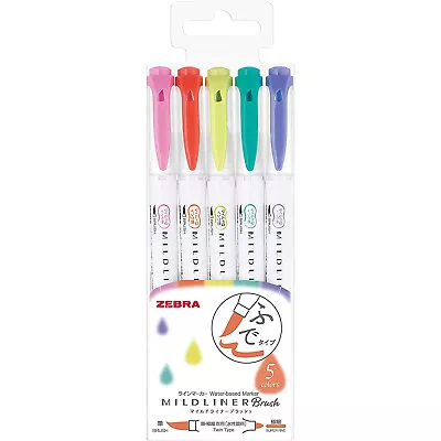 Zebra Mildliner BRUSH Bright Colour Set (5/pk) WFT8-5C-HC • $10.50