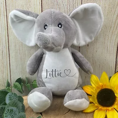 Personalised Heart Name Teddy - Elephant Teddy Bear Soft Toy Plushie Gift • £12.99