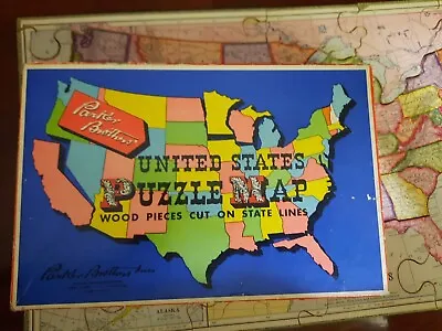 Vintage Parker Brothers' United States Wood Puzzle Map  1915 Complete W/box • $31