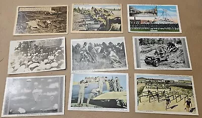 WW II ERA US MILITARY ANTIQUE POSTCARD LOT Of 9 ARMY • $10