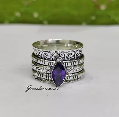 Amethyst Ring 925 Sterling Silver Spinner Ring Meditation Handmade Jewelry LP12 • $10.19