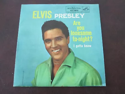 Elvis Presley- Are You Lonesome Tonight/i Gott45 W/pic Sleeve Played Vg++  Hear • $8.99