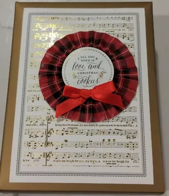 Anna Griffin 8 Handmade Holiday Christmas Cards 3D Plaid Rosette Music Notes Bow • $14.98