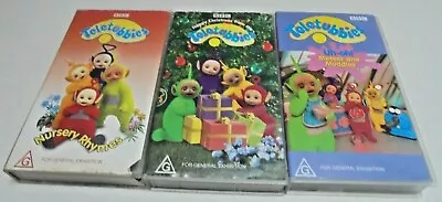 3x Teletubbies VHS VIDEO Tapes Teletubbies Christmas Nursery Rhymes Uh-Oh Messes • $39