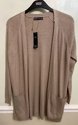 M & S Ladies Longline Neutral Cardigan Soft Touch Size Small • £8