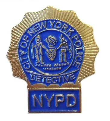 New York Police Department Metal Enamel Pin Badge NYPD Detective Blue/Gold • £2.94