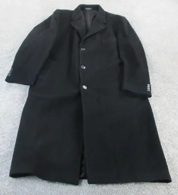 Lauren Ralph Lauren Mens Black Cashmere Wool Long Sleeve Pockets Overcoat 48 L • $93.09