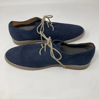 H&M Men's Size 9M Blue Suede Leather Lace Up Oxford Shoes Non-slip Soles • $22