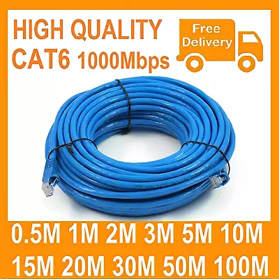 $19.96 • Buy 0.3m 0.5m 1m 2m 3m 5m 10m 15m 20m 30m Ethernet Network Lan Cable CAT6 1000Mbps