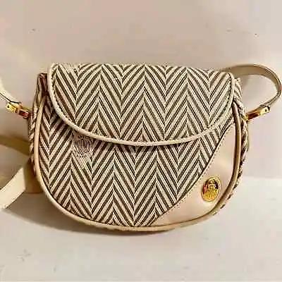 Vintage Mark Cross Pebbled Leather Crossbody Purse Chevron • $125