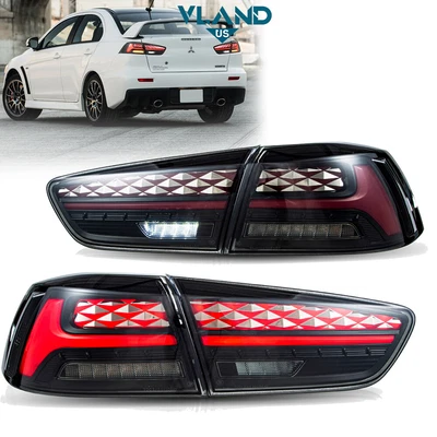 $279.99 • Buy VLAND SMOKE LED Rear Tail Lights For Lancer & EVO X 08-20 W/ Startup Sequential