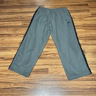 Vintage Adidas Windbreaker Track Pants Men’s Large Gray Lined Ankle Zip Y2K Gym • $22.95