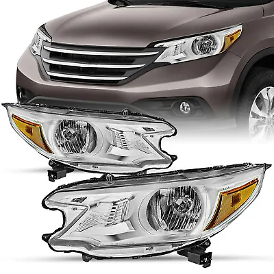 For 2012 2013 2014 Honda CR-V 4Dr Chrome Headlights Amber Corner Headlamps L+R • $179.99