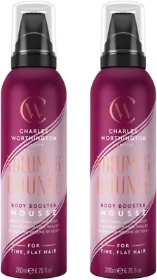 Charles Worthington Volume And Bounce Body Booster Mousse 200ml X 2 • £17.95