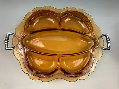 Cambridge Amber Glass #3400 12  Celery & Relish 5 Part Serving Tray - Farberware • $100