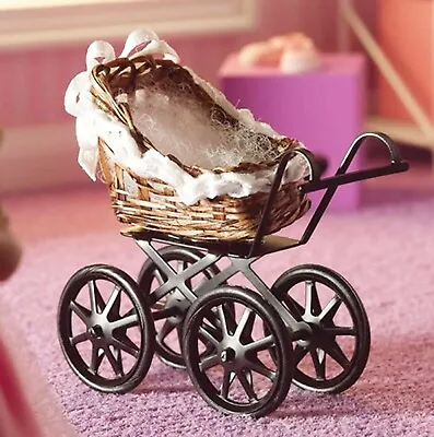 £5.99 • Buy Empty Wicker Victorian Pram Tumdee 1:12 Scale Dolls House Miniature Nursery Toy