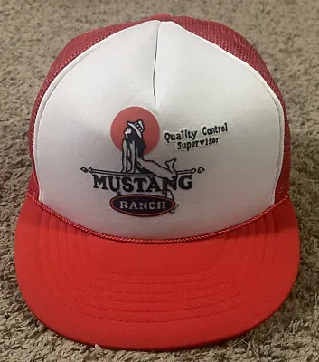 Vintage Red Mustang Ranch Quality Control Las Vegas Mesh Trucker Hat Snapback • $25